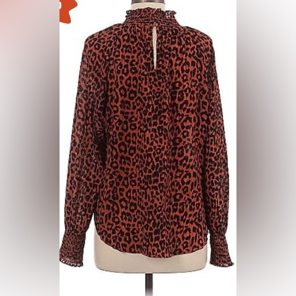LOFT Orange and Black Leopard Print Blouse - Picture 8 of 9